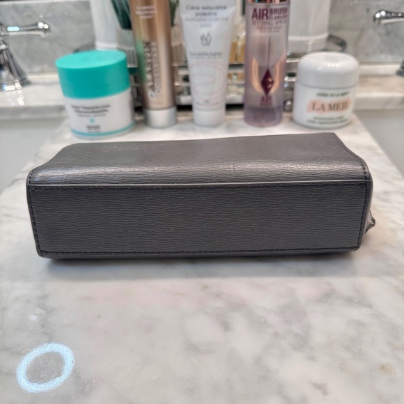 Ralph Lauren Leather Cosmetic Travel Toiletry Bag Pouch Gray - Picture 3 of 6